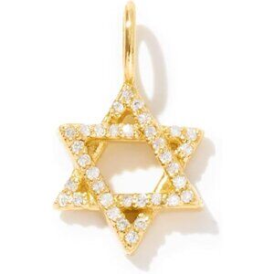 Gelin Diamond Star of David Charm 14K Solid Gold Pendant NWT